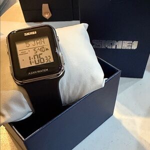 Black Digital Azan Watch